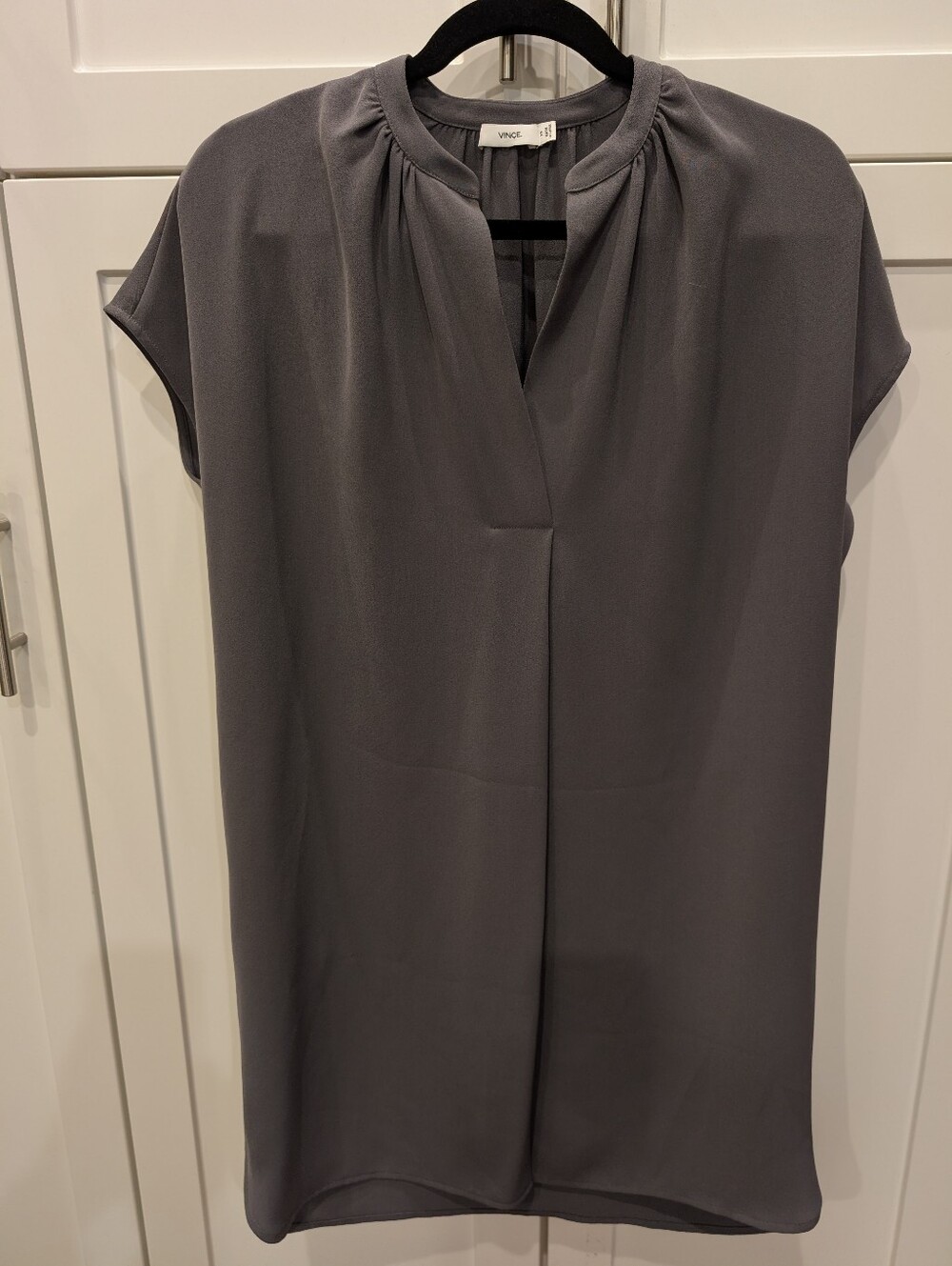Vince Grey V-neck Shift Dress